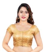 Desginer Brocade Leaf Desgin Round Neck Dark Gold Short Sleeves Readymade blouse