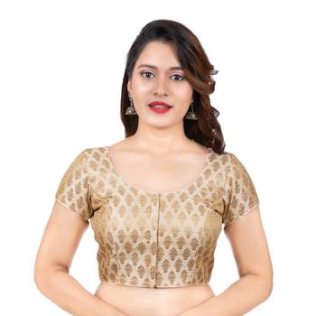 Desginer Brocade Wedding Off White Short Sleeves Readymade blouse 1