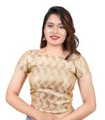 Brocade Desginer Cream Short Sleeves Back Open Full Zipper Readymade Long blouse