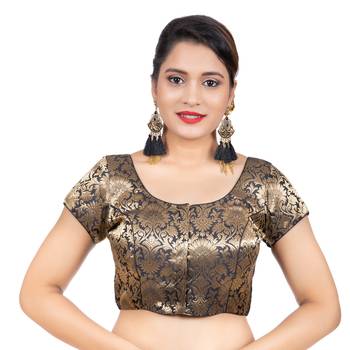 Brocade Black Short Sleeves Readymade blouse 1