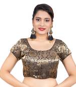 Brocade Black Short Sleeves Readymade blouse