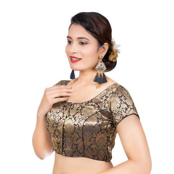 Brocade Black Short Sleeves Readymade blouse 2