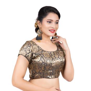Brocade Black Short Sleeves Readymade blouse 3