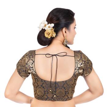 Brocade Black Short Sleeves Readymade blouse 4