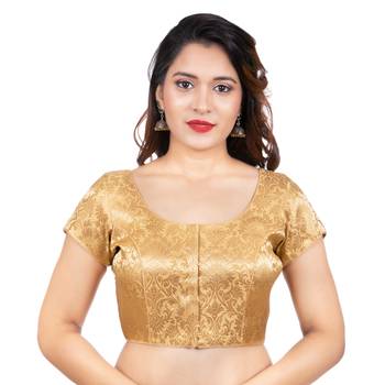 Brocade Gold Short Sleeves Readymade blouse 1