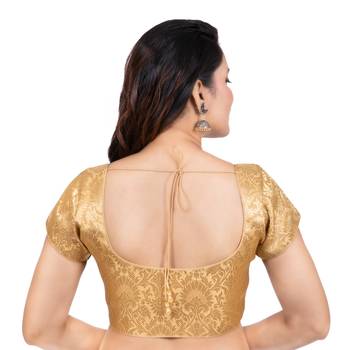 Brocade Gold Short Sleeves Readymade blouse 4
