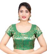 Brocade Green Short Sleeves Readymade blouse