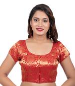 Brocade Red Short Sleeves Readymade blouse