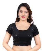 Dupion Silk Black Sequinned Short Sleeves Readymade blouse