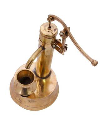 Brass Mini Hand Pump with Container Showpiece for Home Decor (Gold) 1