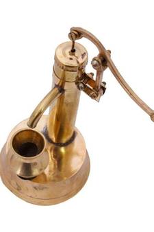 Brass Mini Hand Pump with Container Showpiece for Home Decor (Gold)