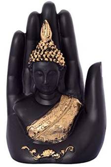 Golden Handcrafted Palm Buddha Polyresin Showpiece