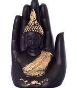 Golden Handcrafted Palm Buddha Polyresin Showpiece