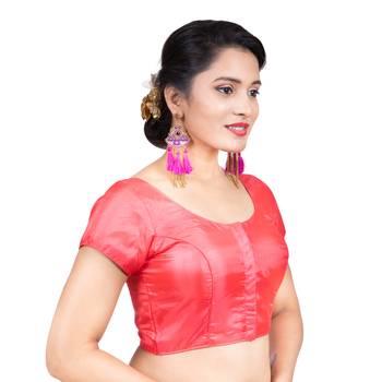 Banglori Silk Gajari Plain Short Sleeves Readymade blouse 3