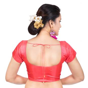 Banglori Silk Gajari Plain Short Sleeves Readymade blouse 4