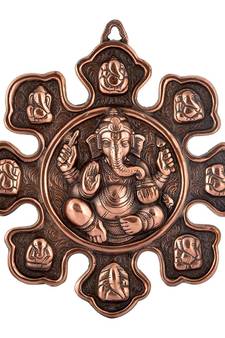 Hindu Lord Ganesha Metal Wall Hanging Sculpture