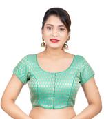 Brocade Green Short Sleeves Readymade blouse