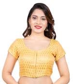 Brocade Yellow Short Sleeves Readymade blouse