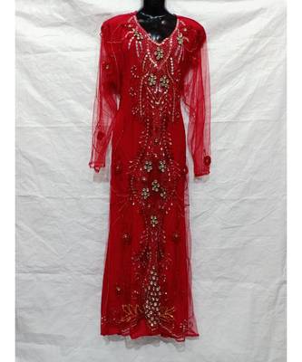 Red Color Hand Embroidery Kaftan 1