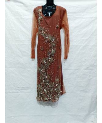 Brown Color Hand Embroidery Kaftan 1
