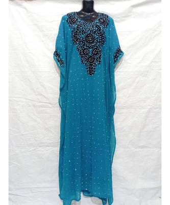Sky Blue Color Hand Embroidery Kaftan 1
