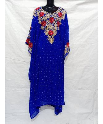 Blue  Color Hand Embroidery Kaftan 1