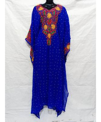 Blue  Color Hand Embroidery Kaftan 1