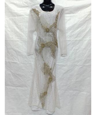 White Color Hand Embroidery Kaftan 1