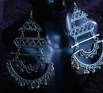 Afghani Boho Gypsy Tribal Large Size Oxidised Silver Latest Party Wear Fancy Dangler For Girls And Women 2