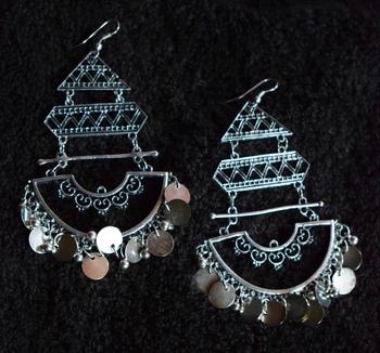 Afghani Boho Gypsy Tribal Large Size Oxidised Silver Latest Party Wear Fancy Dangler For Girls And Women 3