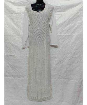 White Color Hand Embroidery Kaftan 1