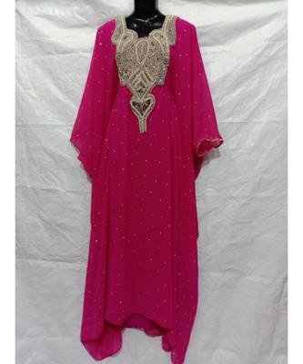 Pink  Color Hand Embroidery Kaftan 1