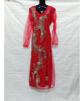 Red Color Hand Embroidery Kaftan 1