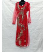 Red Color Hand Embroidery Kaftan