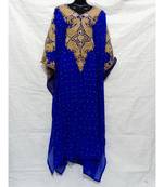 Blue  Color Hand Embroidery Kaftan