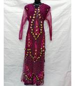 Magenta Color Hand Embroidery Kaftan