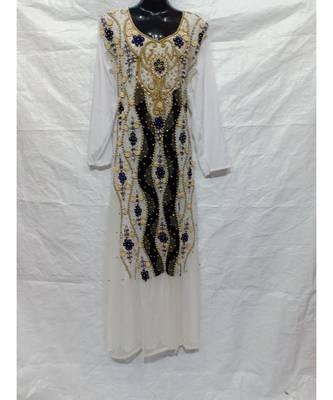 White Color Hand Embroidery Kaftan 1