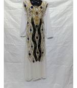 White Color Hand Embroidery Kaftan