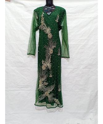 Green  Color Hand Embroidery Kaftan 1