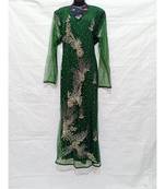 Green  Color Hand Embroidery Kaftan