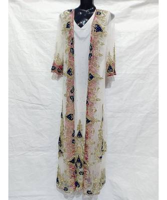 White Color Hand Embroidery Kaftan 1