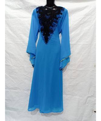 Sky Blue Color Hand Embroidery Kaftan 1