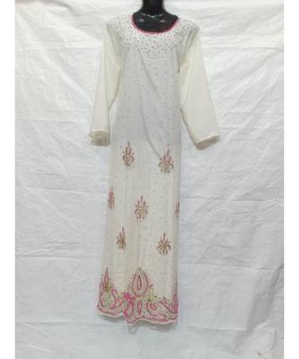 White Color Hand Embroidery Kaftan 1