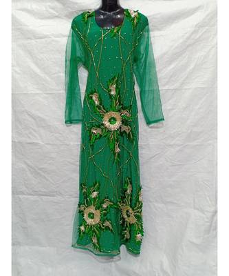 Green  Color Hand Embroidery Kaftan 1