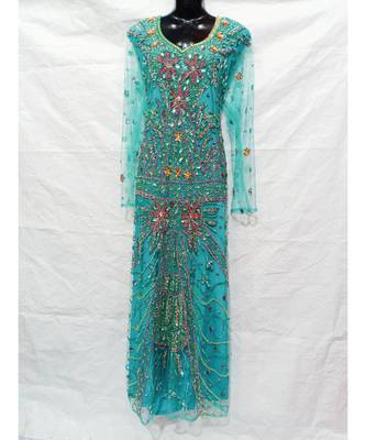 Sky Blue Color Hand Embroidery Kaftan 1