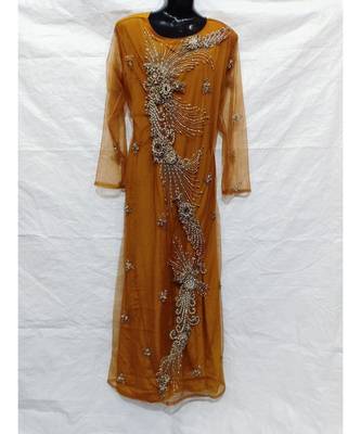 Mustard Color Hand Embroidery Kaftan 1