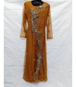 Mustard Color Hand Embroidery Kaftan