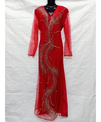 Red Color Hand Embroidery Kaftan 1