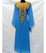 Sky Blue Color Hand Embroidery Kaftan