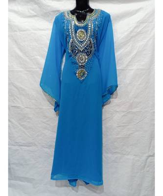 Sky Blue Color Hand Embroidery Kaftan 1